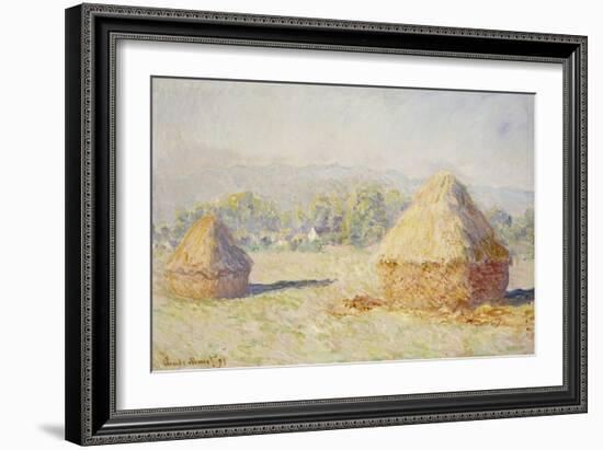 Haystacks, Morning Effect-Claude Monet-Framed Giclee Print