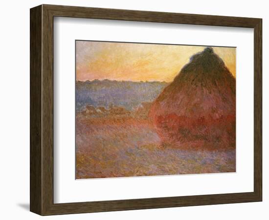 Haystacks, Pink and Blue Impressions, 1891-Claude Monet-Framed Giclee Print