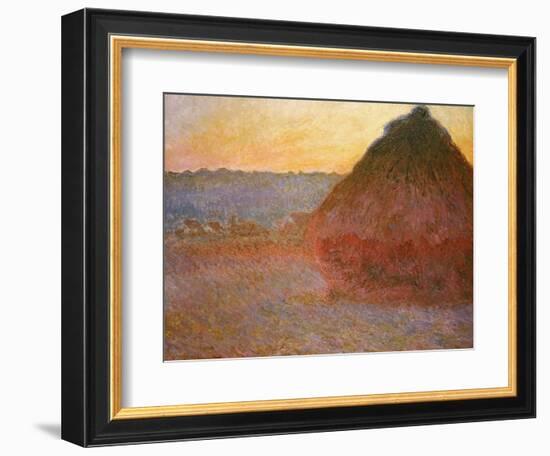 Haystacks, Pink and Blue Impressions, 1891-Claude Monet-Framed Giclee Print