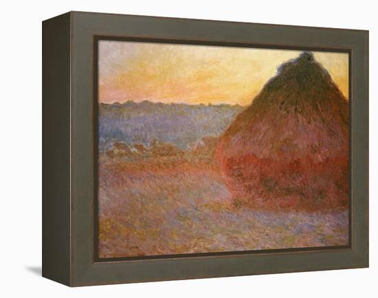 Haystacks, Pink and Blue Impressions, 1891-Claude Monet-Framed Premier Image Canvas