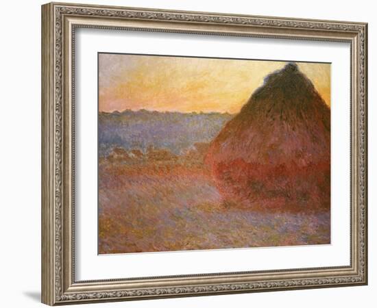 Haystacks, Pink and Blue Impressions, 1891-Claude Monet-Framed Giclee Print