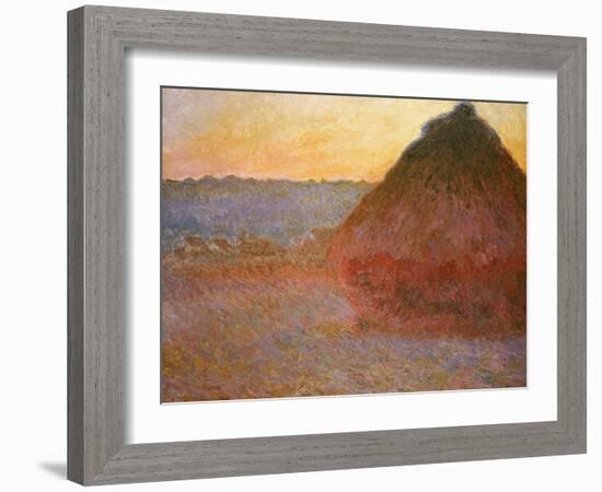 Haystacks, Pink and Blue Impressions, 1891-Claude Monet-Framed Giclee Print