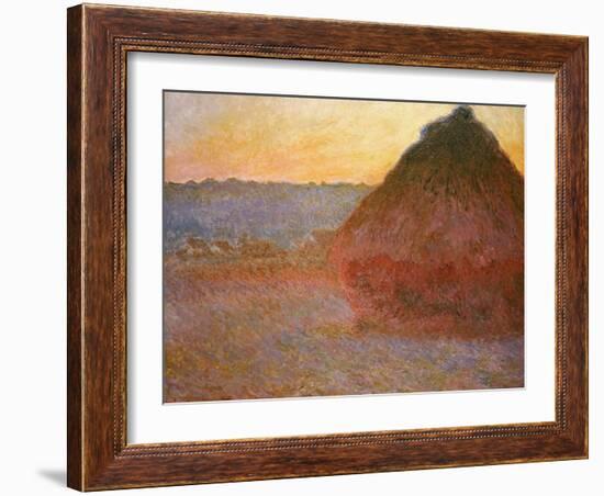 Haystacks, Pink and Blue Impressions, 1891-Claude Monet-Framed Giclee Print