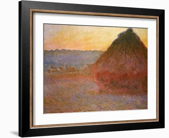 Haystacks, Pink and Blue Impressions, 1891-Claude Monet-Framed Giclee Print