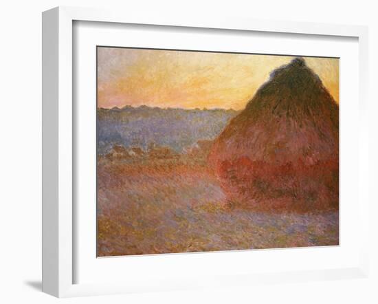 Haystacks, Pink and Blue Impressions, 1891-Claude Monet-Framed Giclee Print