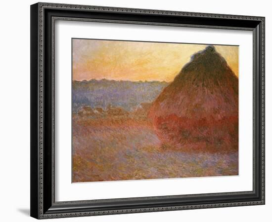 Haystacks, Pink and Blue Impressions, 1891-Claude Monet-Framed Giclee Print