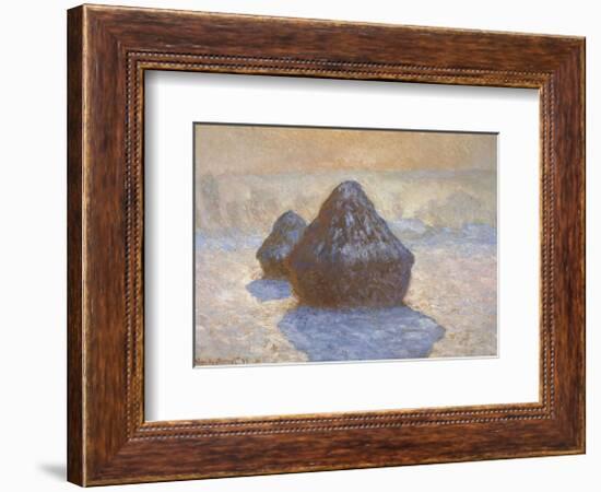 Haystacks: Snow Effect, 1891-Claude Monet-Framed Art Print