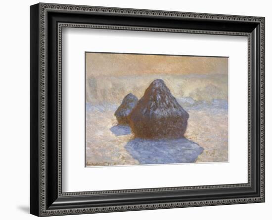 Haystacks: Snow Effect, 1891-Claude Monet-Framed Art Print