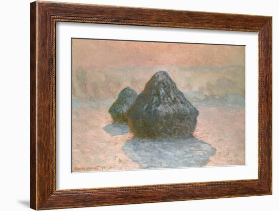 Haystacks: Snow Effect, 1891-Claude Monet-Framed Giclee Print