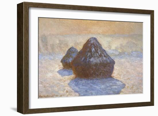 Haystacks - Snow Effect-Claude Monet-Framed Giclee Print