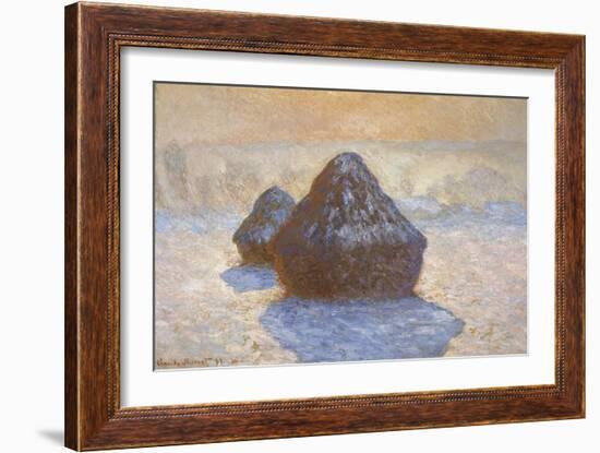 Haystacks - Snow Effect-Claude Monet-Framed Giclee Print