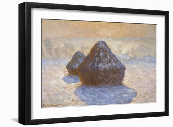 Haystacks - Snow Effect-Claude Monet-Framed Giclee Print