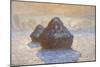 Haystacks - Snow Effect-Claude Monet-Mounted Giclee Print