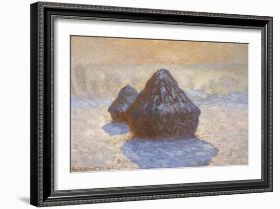 Haystacks - Snow Effect-Claude Monet-Framed Giclee Print