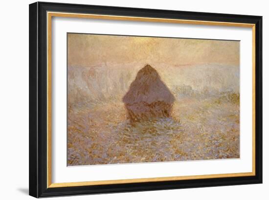 Haystacks, Sun on the Mist-Claude Monet-Framed Giclee Print