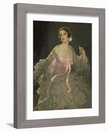 Hazel in Rose and Grey, 1922 (Oil on Canvas)-John Lavery-Framed Giclee Print