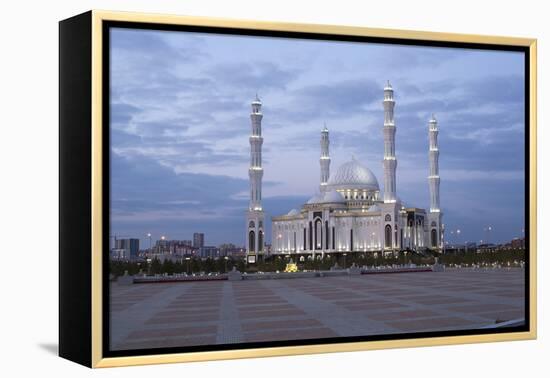 Hazrat Sultan Mosque, the Largest in Central Asia, at Dusk, Astana, Kazakhstan, Central Asia-Gavin Hellier-Framed Premier Image Canvas