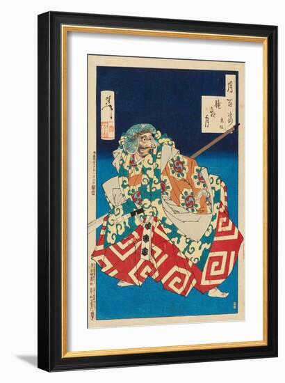 Hazy Night Moon: Kumasaka, 1887 (Nishiki-E Woodblock Print)-Tsukioka Yoshitoshi-Framed Giclee Print