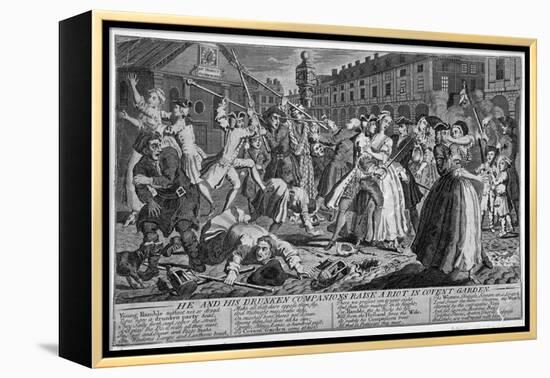 'He and his drunken companions raise a riot in Covent Garden', 1735-Anon-Framed Premier Image Canvas