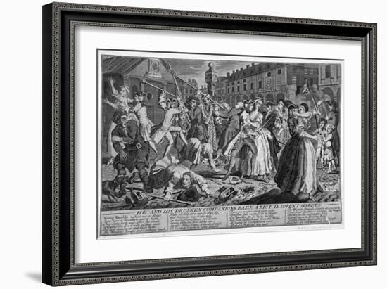 'He and his drunken companions raise a riot in Covent Garden', 1735-Anon-Framed Giclee Print