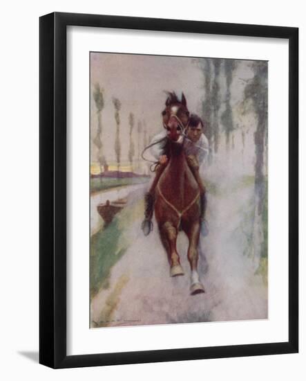 "He Bent over His Horse's Head, Petting and Carressing Him"-Arthur C. Michael-Framed Giclee Print