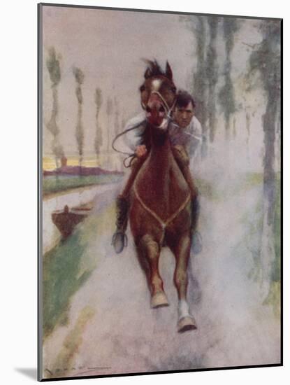 "He Bent over His Horse's Head, Petting and Carressing Him"-Arthur C. Michael-Mounted Giclee Print