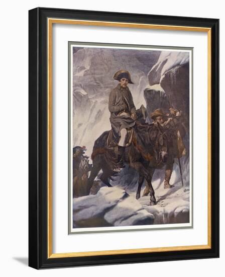 He Crosses the Snow-Covered Saint-Bernard Pass into Italy on Horseback 1800-Paul Hippolyte Delaroche-Framed Art Print