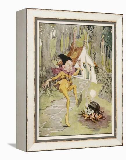 He Dances Gleefully Around a Fire Chanting His Name-Anne Anderson-Framed Stretched Canvas