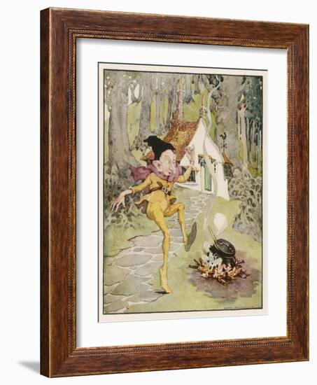 He Dances Gleefully Around a Fire Chanting His Name-Anne Anderson-Framed Art Print