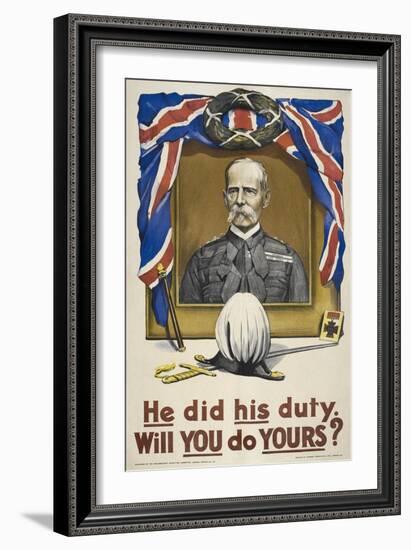 He Did His Duty. Will You Do Yours ?' a British Recruitment Poster-null-Framed Giclee Print