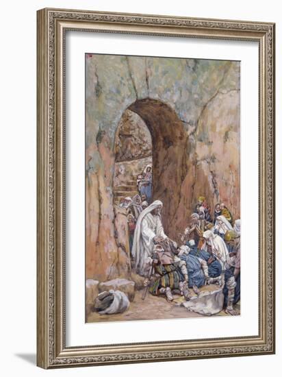 He Did No Miracles Save That He Healed Them-James Tissot-Framed Giclee Print