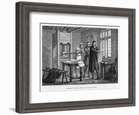 He Inspects the First Sheet of His Bible-null-Framed Photographic Print