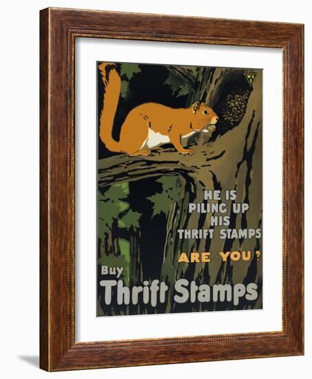 He is Piling Up His Thrift Stamps - Are You?-null-Framed Giclee Print