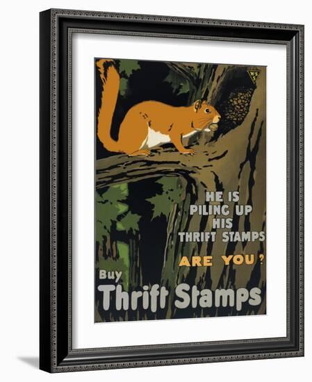 He is Piling Up His Thrift Stamps - Are You?-null-Framed Giclee Print