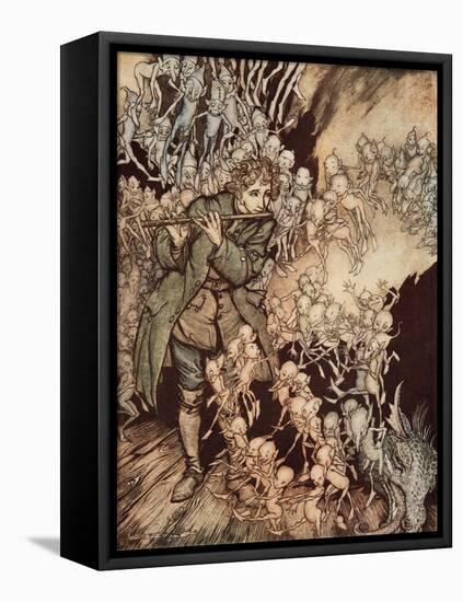 'He Played Until the Room Was Entirely Filled with Gnomes', Pub. 1917-Arthur Rackham-Framed Premier Image Canvas