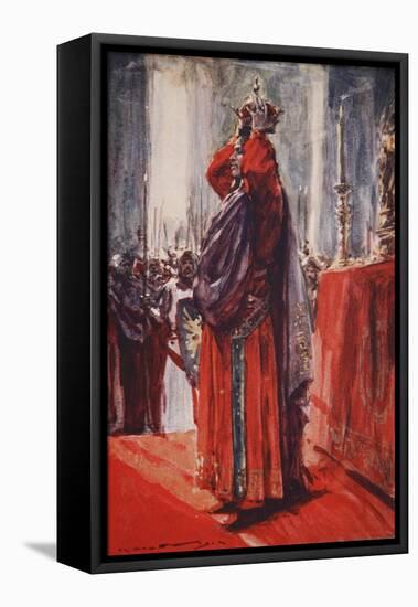 He Reached the Altar Where the Crown Lay: Lifting it He Placed it Upon His Head-Arthur C. Michael-Framed Premier Image Canvas