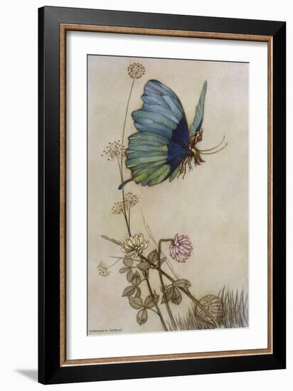 He Rides on the Back of a Butterfly-Warwick Goble-Framed Premium Photographic Print