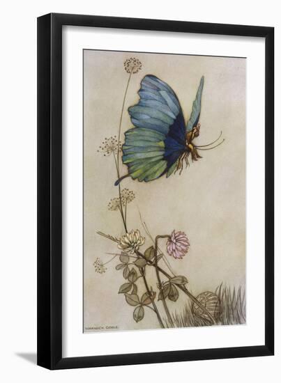He Rides on the Back of a Butterfly-Warwick Goble-Framed Premium Photographic Print