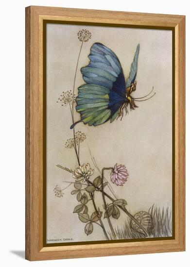 He Rides on the Back of a Butterfly-Warwick Goble-Framed Premier Image Canvas