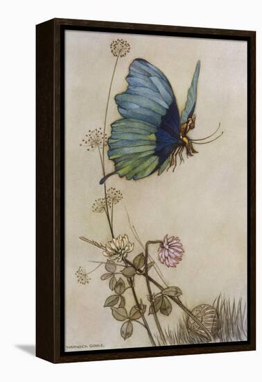He Rides on the Back of a Butterfly-Warwick Goble-Framed Premier Image Canvas