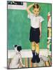 He’s Going to Be Taller Than Dad (or Boy Measuring Himself on Wall)-Norman Rockwell-Mounted Giclee Print