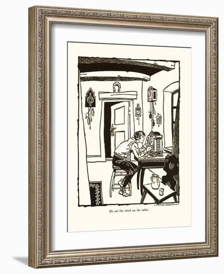 He Set The Clock On The Table-Frank Dobias-Framed Art Print