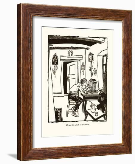 He Set The Clock On The Table-Frank Dobias-Framed Art Print