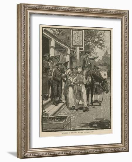 "He Stops at the Sign of the Weathervane"-Howard Pyle-Framed Giclee Print