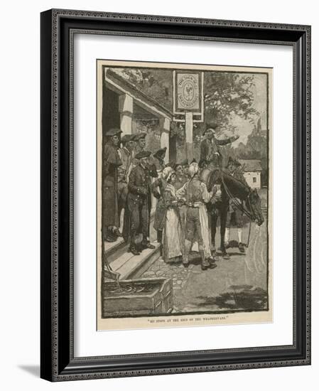 "He Stops at the Sign of the Weathervane"-Howard Pyle-Framed Giclee Print