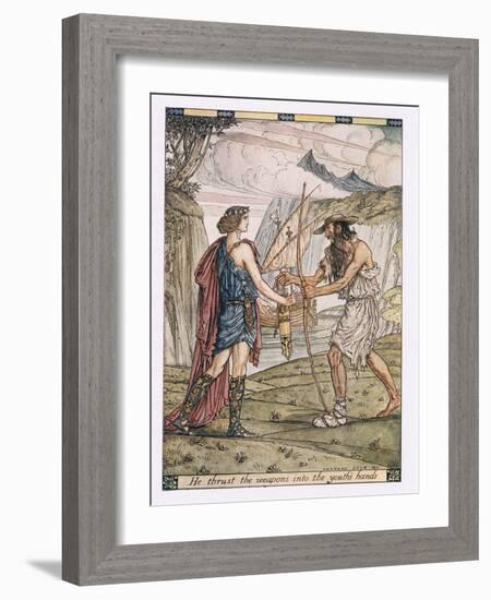 He Thrust the Weapons into the Youth's Hand-Herbert Cole-Framed Giclee Print