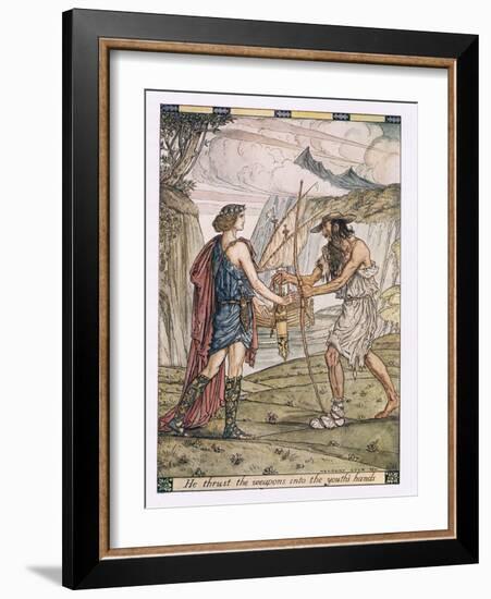 He Thrust the Weapons into the Youth's Hand-Herbert Cole-Framed Giclee Print