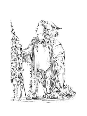 He Who Ties His Hair Before Native American Male Of The Minataree