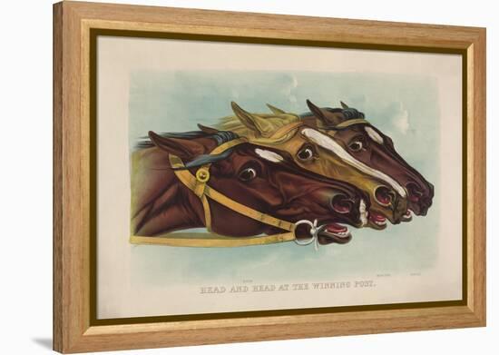 Head and Head at the Winning Post-Currier & Ives-Framed Premier Image Canvas