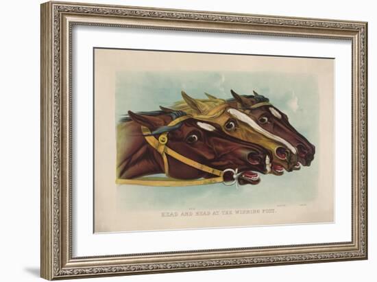 Head and Head at the Winning Post-Currier & Ives-Framed Giclee Print